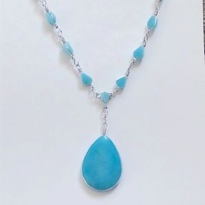 Faux turquoise stone and pendant necklace